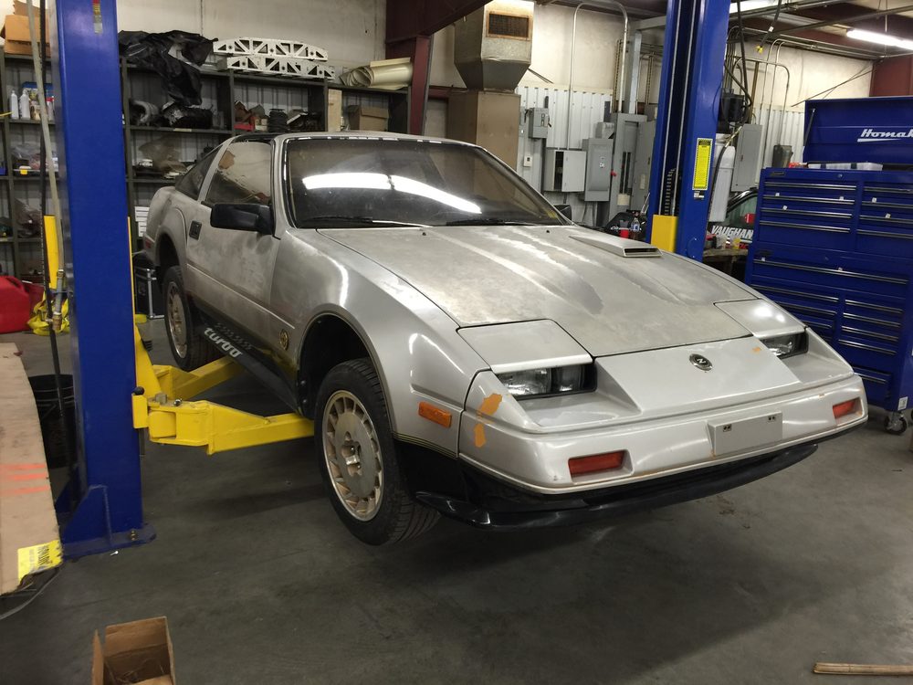 1984 Nissan 300ZX Turbo on the lift in the shop
