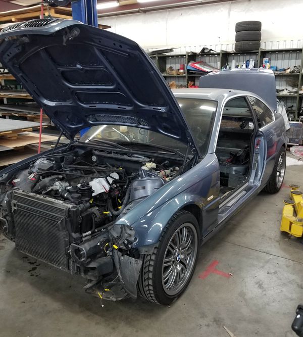 BMW 330Ci during teardown in the shop