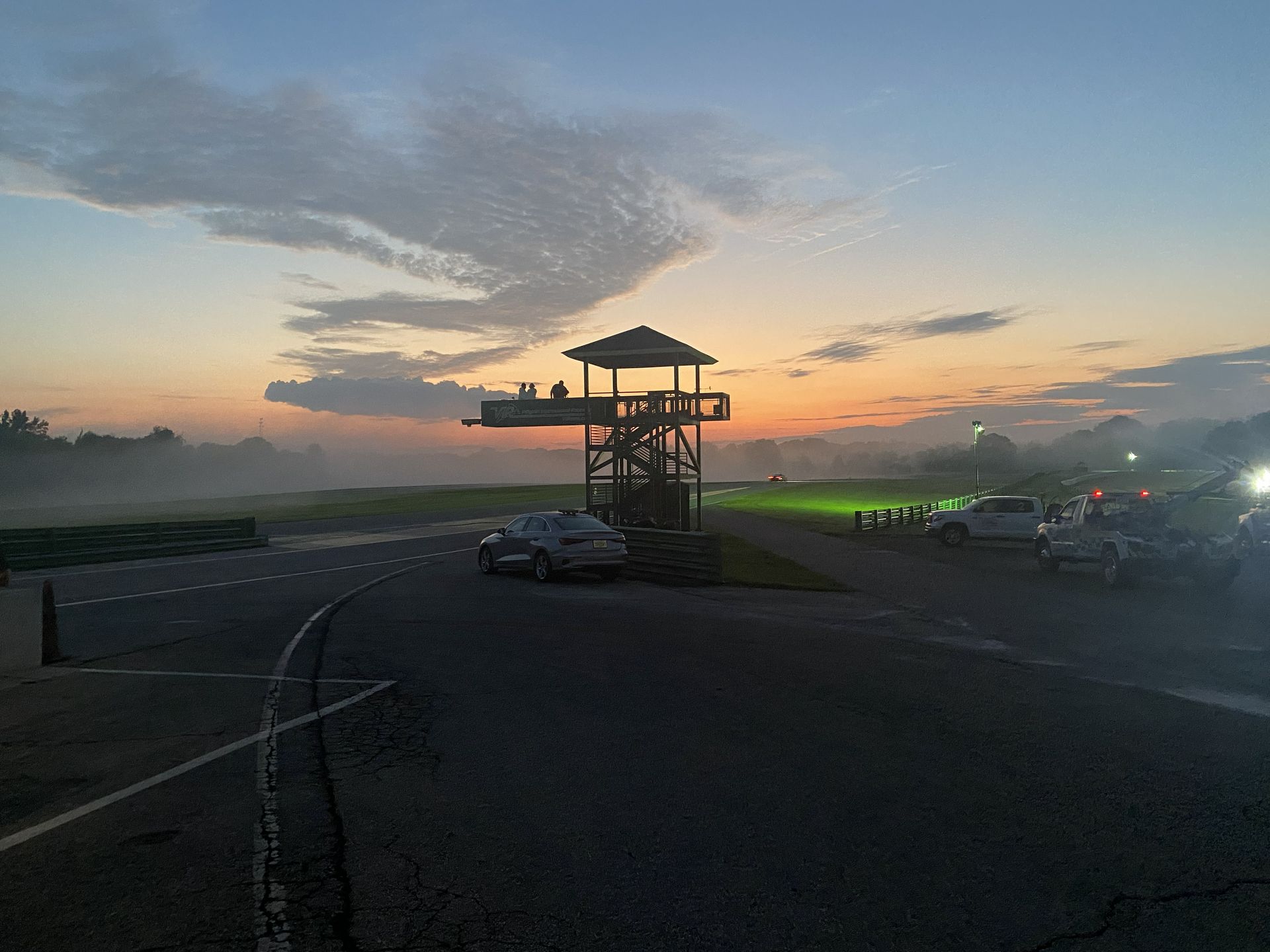 Morning light over the paddock at Virginia International Raceway